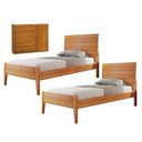 Ver imagem 1 de Conjunto Quarto de Solteiro com 2 Camas de 90cm e Cômoda 5 Gavetas com Sapateira Unique