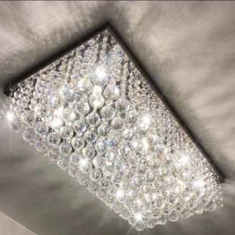 Lustre para Sala de Cristal Legítimo K9 Base Inox 80x25 Cm