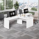 Ver imagem 3 de Mesa L Escritório 2 Lugares 3,00m X 1,50m Pés Painel F5 Cor:branco