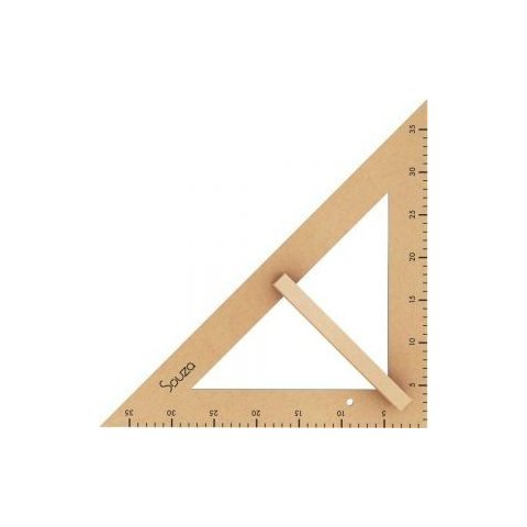Kit Geométrico do Professor Mdf com Régua 1 Metro e Esquadro em Mdf 45 Graus Souza