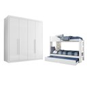 Ver imagem 2 de Conjunto Treliche Solteiro Indy e Guarda Roupa Casal 4 Portas 4 Gavetas Bergamo Branco