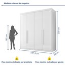 Ver imagem 3 de Conjunto Treliche Solteiro Indy e Guarda Roupa Casal 4 Portas 4 Gavetas Bergamo Branco