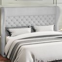 Ver imagem 2 de Cabeceira Cama Box Queen 160 Cm P05 Madrid Linho Cinza Claro- Lyam Decor