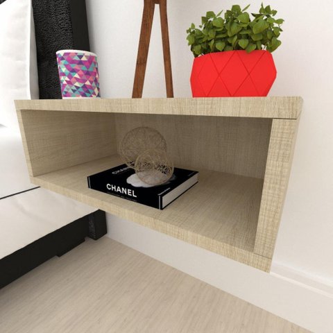 Aparador Mesa de Cabeceira Amadeirado Moderno Simples Bancada Suspensa