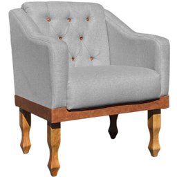 Kit 02 Poltronas Decorativa Grécia no Linho - Dritex Decor:linho Cinza - 4