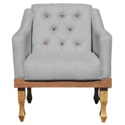 Kit 02 Poltronas Decorativa Grécia no Linho - Dritex Decor:linho Cinza - 3