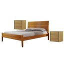 Ver imagem 1 de Conjunto Quarto de Casal Cama com Detalhe na Cabeceira e 2 Mesas de Cabeceira 3 Gavetas