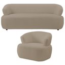 Ver imagem 1 de Kit Sofá 3 Lugares para Sala 198cm com 01 Poltrona Orgânica Florea M05 Bouclê Bege - Lyam Decor