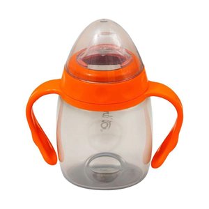 Copo com Alça e Bico de Silicone 220ml Laranja Clingo