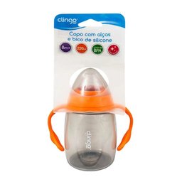 Copo com Alça e Bico de Silicone 220ml Laranja Clingo - 6
