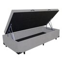 Ver imagem 1 de Base Cama Box Baú Solteiro Couro Sintético Cinza 43x88x188