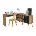 Ver imagem 1 de Mesa de Estudos em L com 3 Gavetas Porto Multimóveis Mp6047 Madeirado/preto