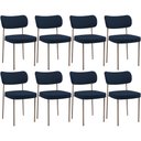Ver imagem 1 de Kit 08 Cadeiras Estofadas para Sala de Jantar Melina Base Arena L02 Suede Azul Marinho - Lyam Decor