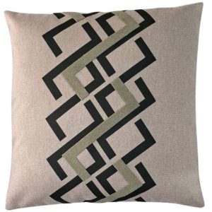 Capa Almofada Linho Aplique Boucle e Estampa 45x45cm - Verde