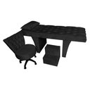 Ver imagem 1 de Kit Maca Estética Capitonê com Mocho e Escadinha 80 Cm Bege Slk Decor Reta Preto