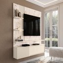 Ver imagem 4 de Rack Bancada Suspensa para TV até 65 Polegadas 200cm 3 Portas Atena MDP Calacata/Off White Sala