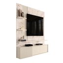 Ver imagem 1 de Rack Bancada Suspensa para TV até 65 Polegadas 200cm 3 Portas Atena MDP Calacata/Off White Sala
