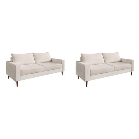 Conjunto Sofá 2 e 3 Lugares Bipartido Ascona Branco Off White