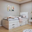 Ver imagem 2 de Conjunto 2 Cama Solteiro 5 Gavetas Júlia