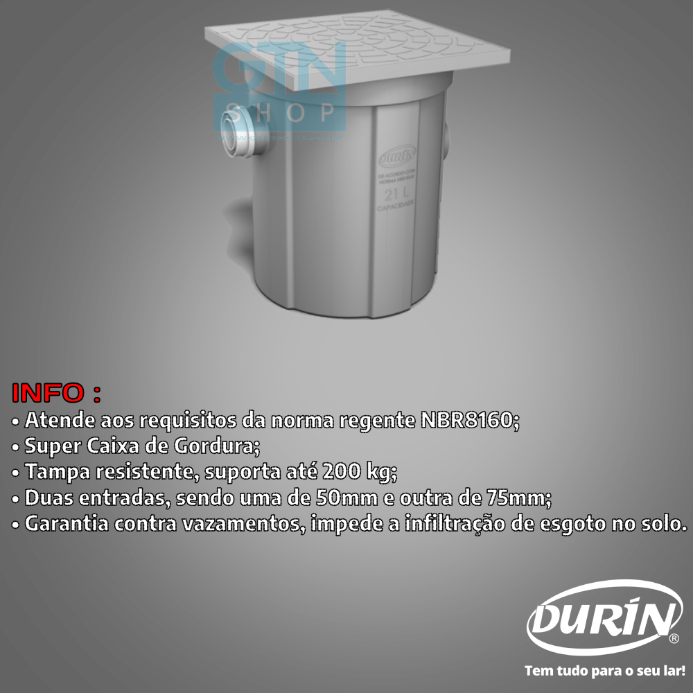 Caixa de Gordura C/cesto Super 41,5x41,5x53 43l Durin - 2