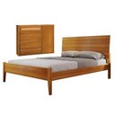 Ver imagem 1 de Conjunto Quarto de Casal Cama Queen Madeira Maciça e Cômoda 5 Gavetas com Sapateira Ratam Unique