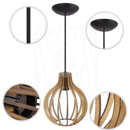 Pendente Bali E27 Rustico Mdf Restaurante Luz Sala Moderno - 6