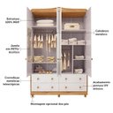 Ver imagem 6 de Guarda-roupa de Bebê 156,80cm 4 Portas com Janela 4 Gavetas 100% Mdf Maya Provençal Espresso Móveis