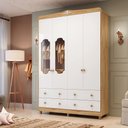 Ver imagem 1 de Guarda-Roupa de Bebê 156,80cm 4 Portas com Janela 4 Gavetas 100% MDF Maya Provençal Yescasa Branco/Brilho/Amêndoa
