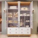 Ver imagem 5 de Guarda-Roupa de Bebê 156,80cm 4 Portas com Janela 4 Gavetas 100% MDF Maya Provençal Yescasa Branco/Brilho/Amêndoa