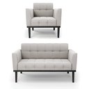 Ver imagem 2 de Conjunto Poltrona e Namoradeira Decorativa Karen Pés Fixo em Madeira Preto Veludo Cinza G19 - Gran B