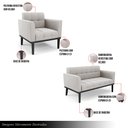 Ver imagem 3 de Conjunto Poltrona e Namoradeira Decorativa Karen Pés Fixo em Madeira Preto Veludo Cinza G19 - Gran B
