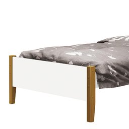 Cama Solteiro Simba Branco Fosco com Pés Amadeirado e Colchão D33 - Reller Móveis - 3