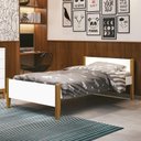 Ver imagem 2 de Cama Solteiro Simba Branco Fosco com Pés Amadeirado e Colchão D33 - Reller Móveis