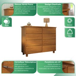 Cômoda 8 Gavetas 150x116x52 Cm Classic - 5