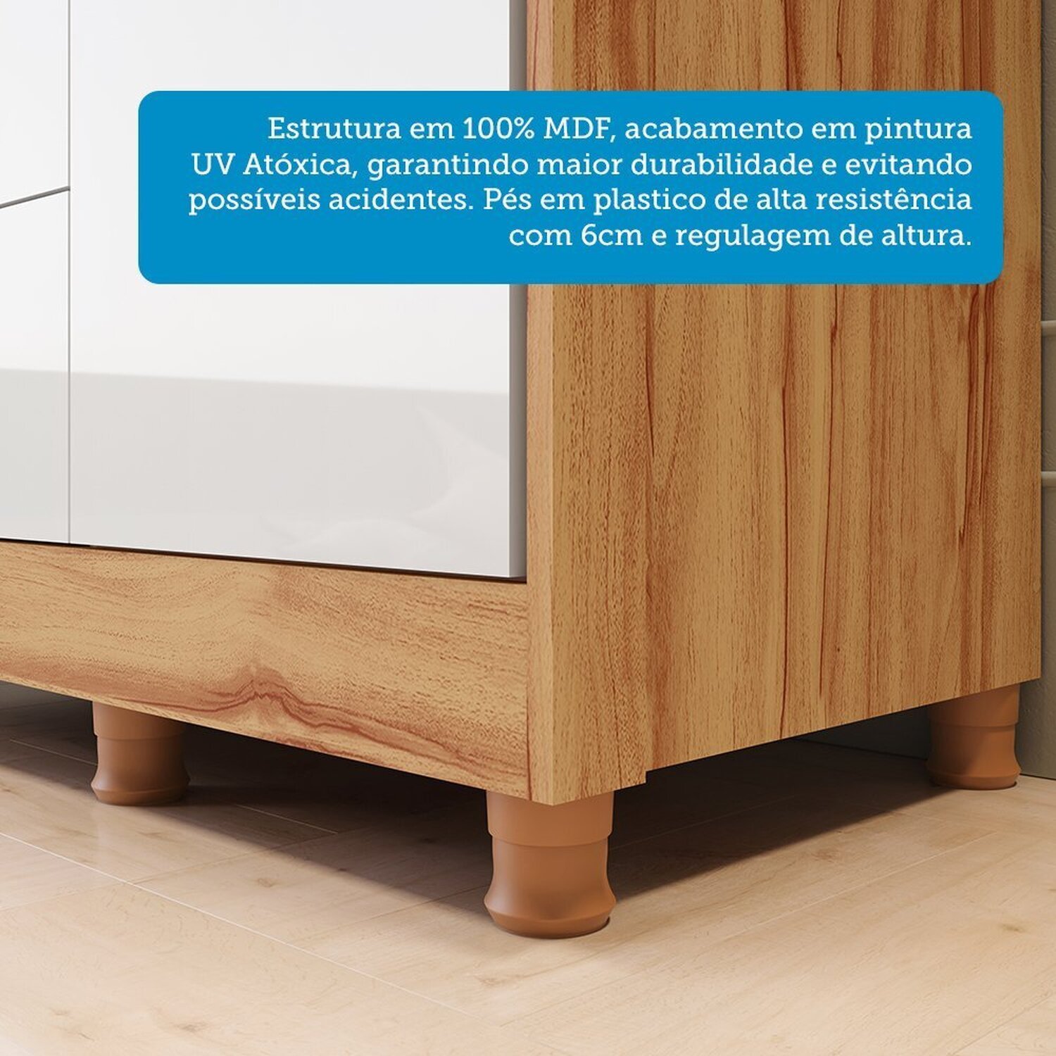 Cômoda de Bebê 120,30cm 1 Porta com Janela e 4 Gavetas 100% Mdf Maya Provençal Espresso Móveis - 8