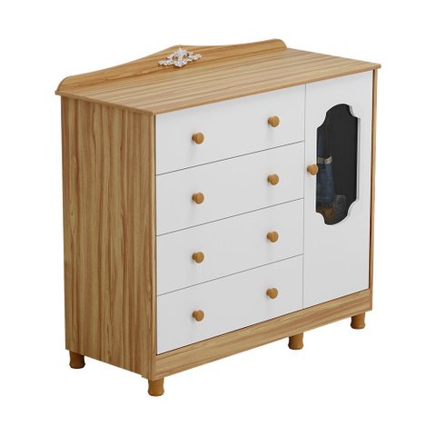 Cômoda de Bebê 120,30cm 1 Porta com Janela e 4 Gavetas 100% Mdf Maya Provençal Yescasa