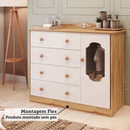Cômoda de Bebê 120,30cm 1 Porta com Janela e 4 Gavetas 100% Mdf Maya Provençal Espresso Móveis - 7