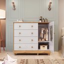 Ver imagem 5 de Cômoda de Bebê 120,30cm 1 Porta com Janela e 4 Gavetas 100% MDF Maya Provençal Yescasa Branco/Brilho/Amêndoa