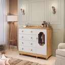 Ver imagem 1 de Cômoda de Bebê 120,30cm 1 Porta com Janela e 4 Gavetas 100% MDF Maya Provençal Yescasa Branco/Brilho/Amêndoa