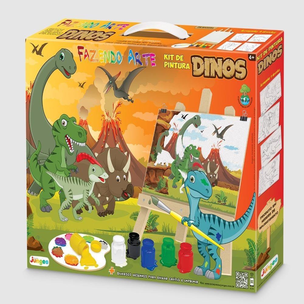 Kit Pintura Infantil Completo Pincel Tinta Desenhos Paletas