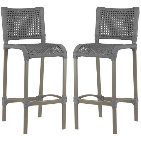 2 Banquetas Haiti em Corda Náutica Alumínio Balcão Edícula Trama Original