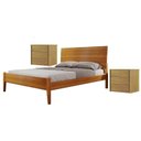 Ver imagem 1 de Conjunto Quarto de Casal Cama Queen Madeira Maciça e 2 Mesas de Cabeceira 3 Gavetas Unique