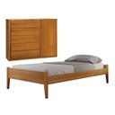 Ver imagem 1 de Conjunto Quarto de Solteiro Madeira Maciça Cama sem Cabeceira e Cômoda 5 Gavetas com Sapateira