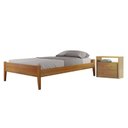 Ver imagem 1 de Conjunto Quarto de Solteiro Cama Madeira Maciça e Mesa de Cabeceira 2 Gavetas com Nicho Unique