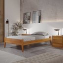 Ver imagem 2 de Conjunto Quarto de Solteiro Cama Madeira Maciça e Mesa de Cabeceira 2 Gavetas com Nicho Unique