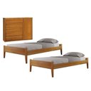 Ver imagem 1 de Conjunto Quarto de Solteiro Madeira Maciça com 2 Camas e Cômoda 5 Gavetas com Sapateira Unique