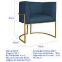 Ver imagem 3 de Poltrona Dália Luxo Moderna Estofada Design Sofisticado com Base de Ferro Dourado Suede
