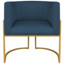 Ver imagem 1 de Poltrona Dália Luxo Moderna Estofada Design Sofisticado com Base de Ferro Dourado Suede