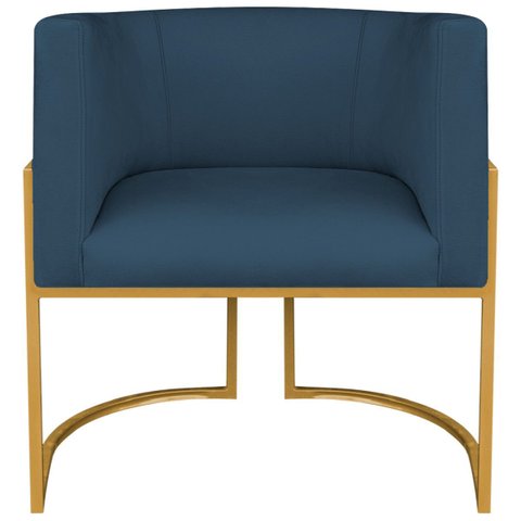 Poltrona Dália Luxo Moderna Estofada Design Sofisticado com Base de Ferro Dourado Suede