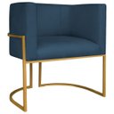 Ver imagem 4 de Poltrona Dália Luxo Moderna Estofada Design Sofisticado com Base de Ferro Dourado Suede